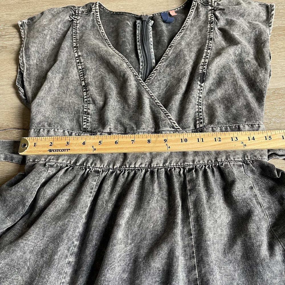 Pilcro Midi Denim Dress Womens 6 Gray Acid Wash Tiered Boho V-Neck Fit and Flare - Picture 7 of 11